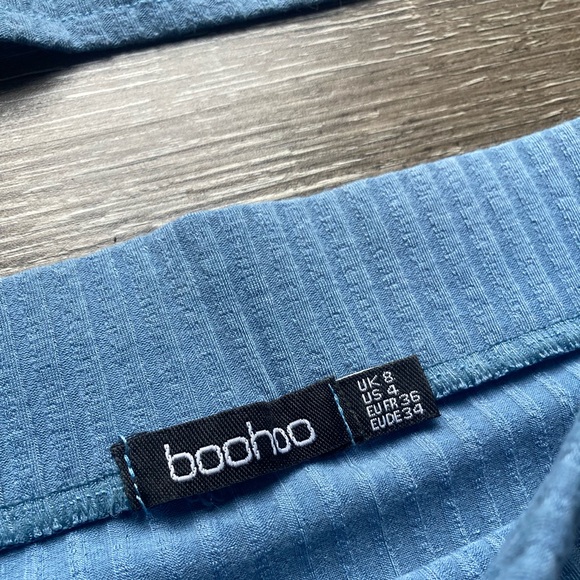 Boohoo Two Piece Dress Set Blue Ribbed Size 4 - Picture 5 of 5